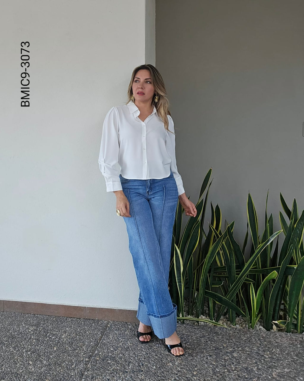 Blusa manga larga camisera  I 3073