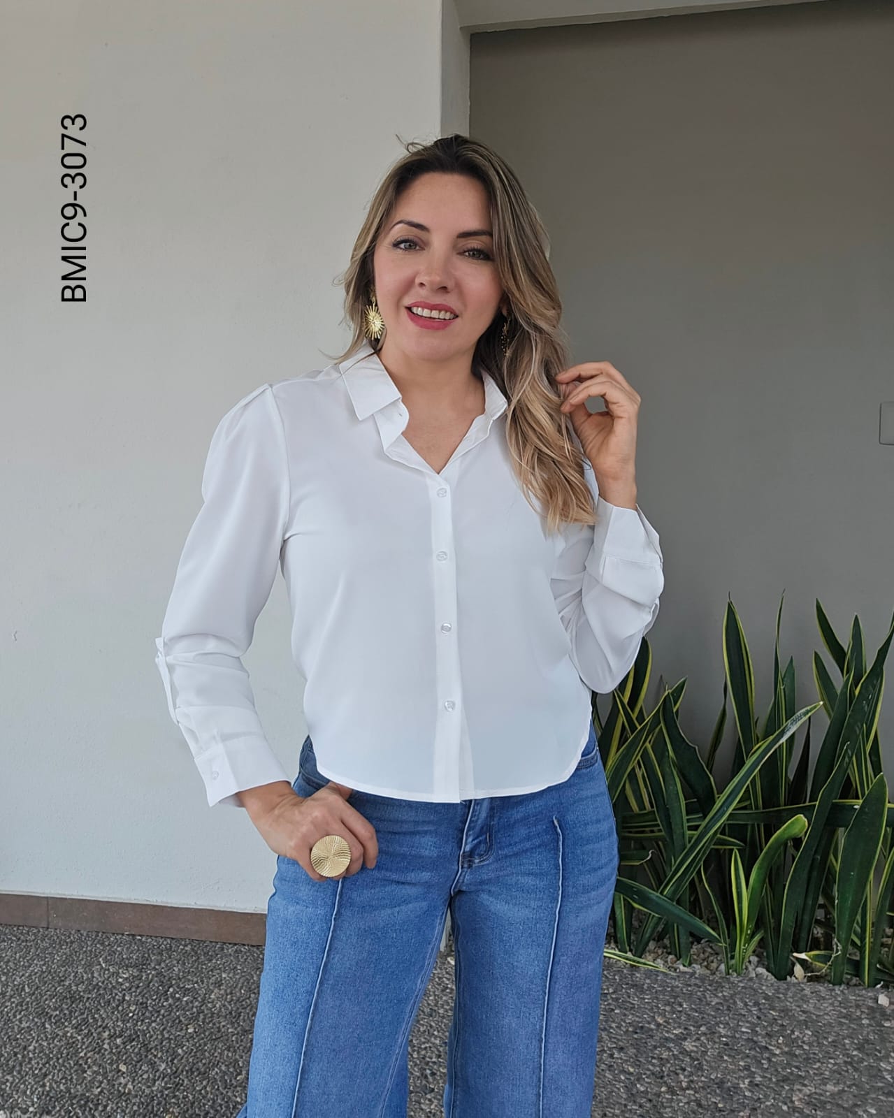 Blusa manga larga camisera  I 3073