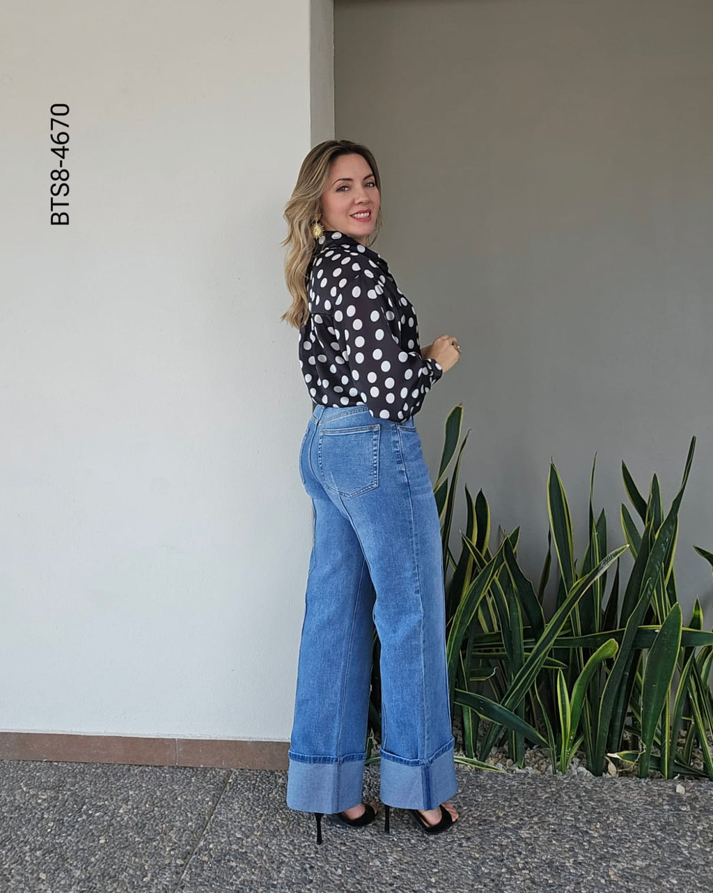 Blusa Oversize Satinada de Lunares  H 4670