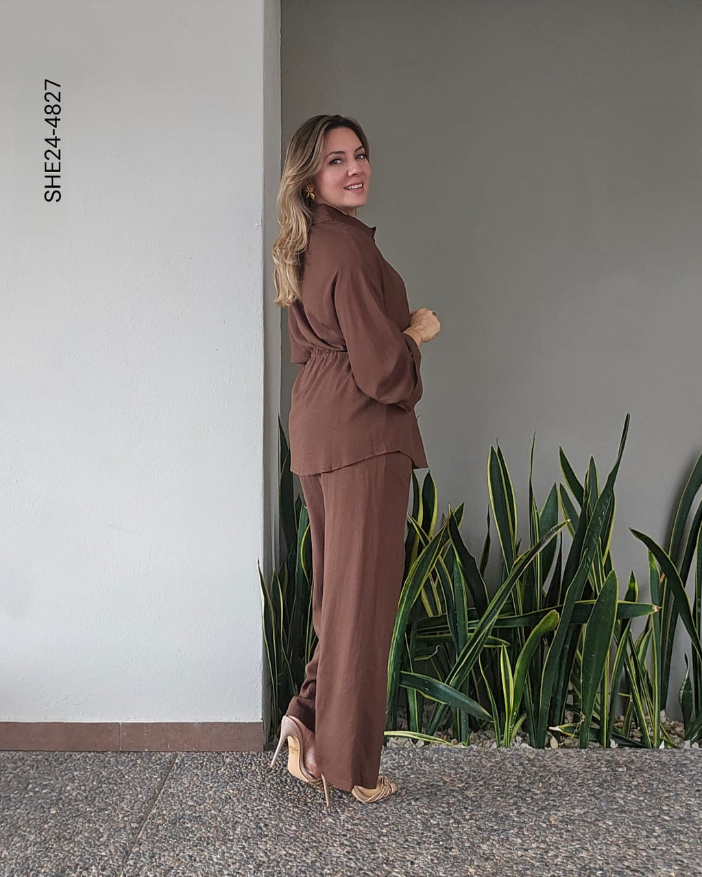 Set blusa camisera y pantalón palazzo X 4827