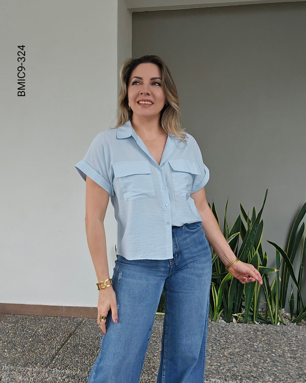 Blusa Manga Corta con Bolsillos I 324