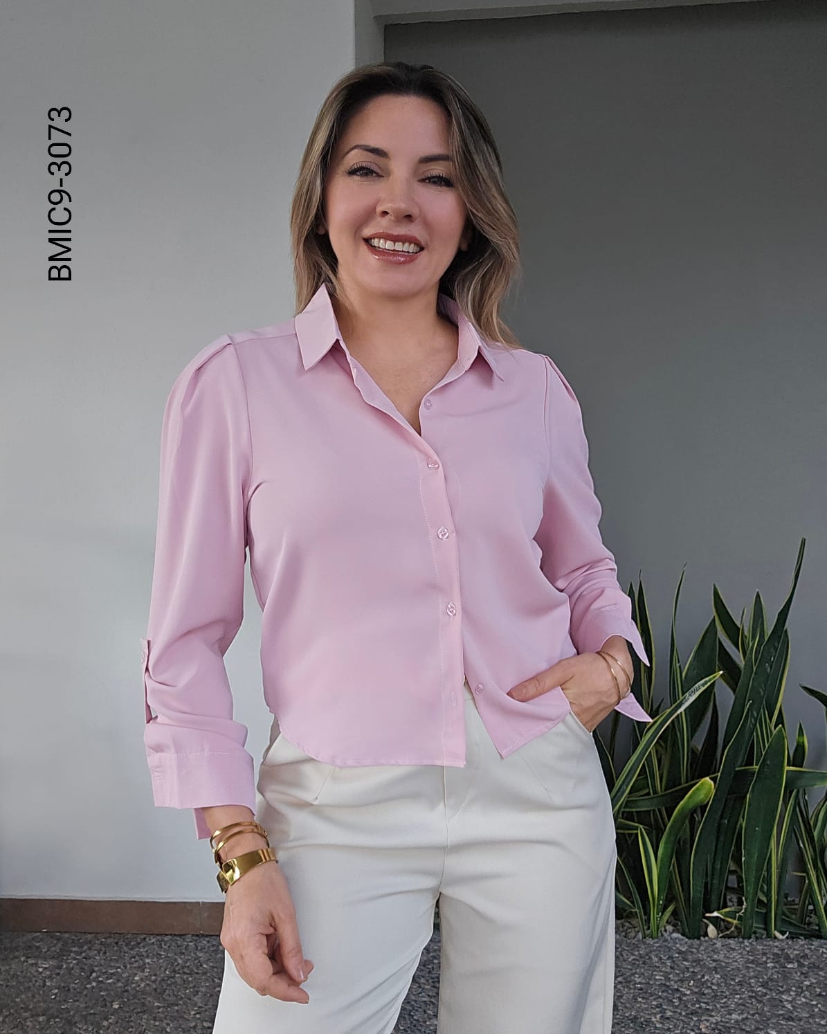 Blusa manga larga camisera  I 3073