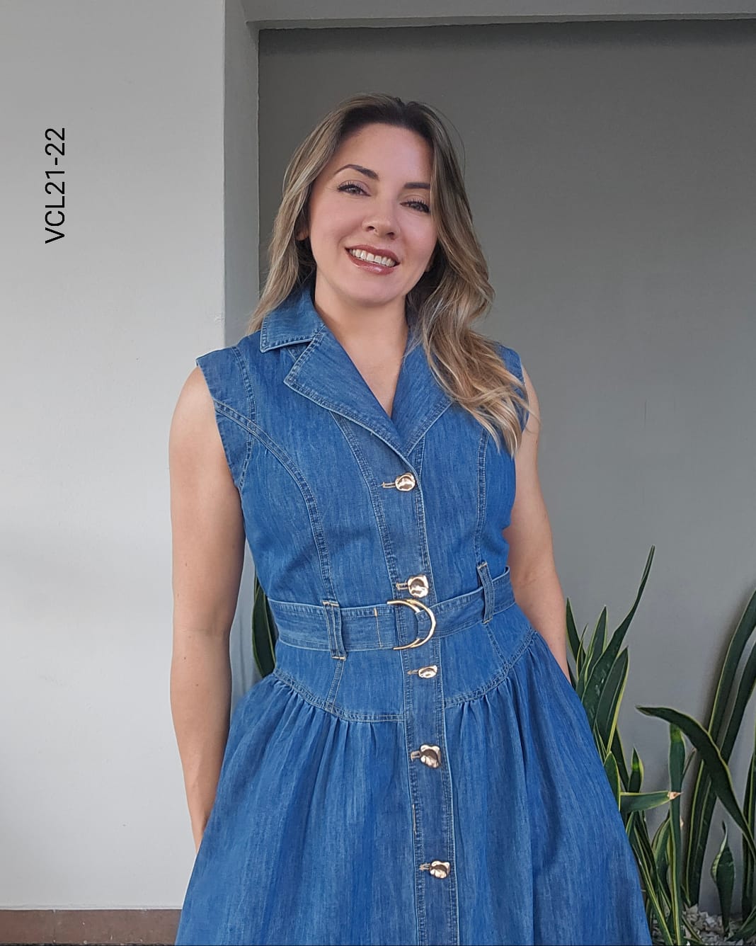 Vestido Maxi Denim cinturón U 22