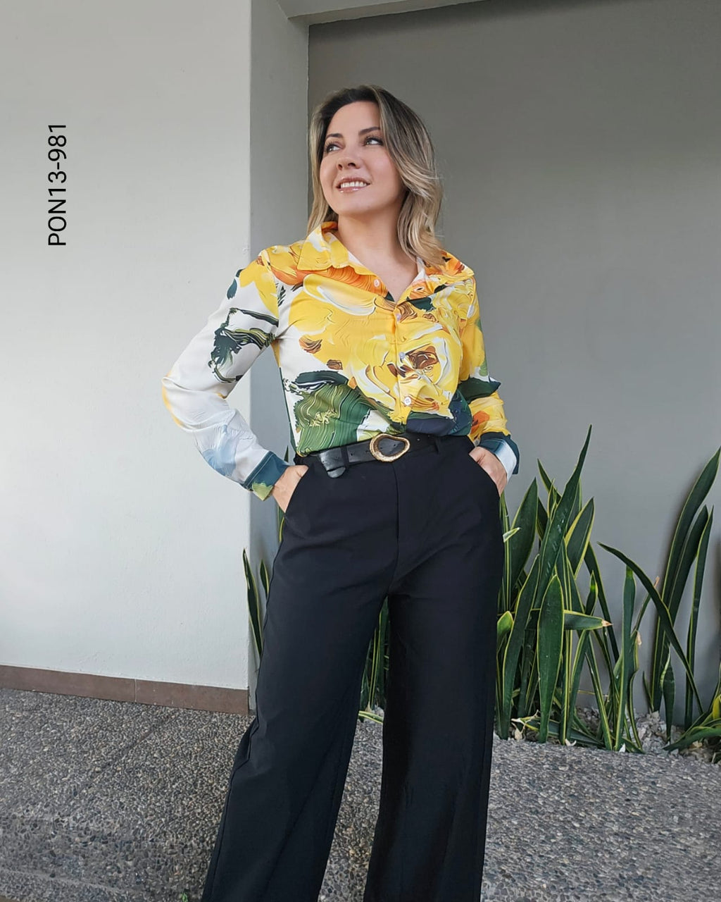 Pantalón Wide Leg Tiro Alto M 981