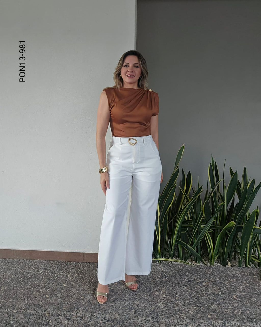 Pantalón Wide Leg Tiro Alto M 981