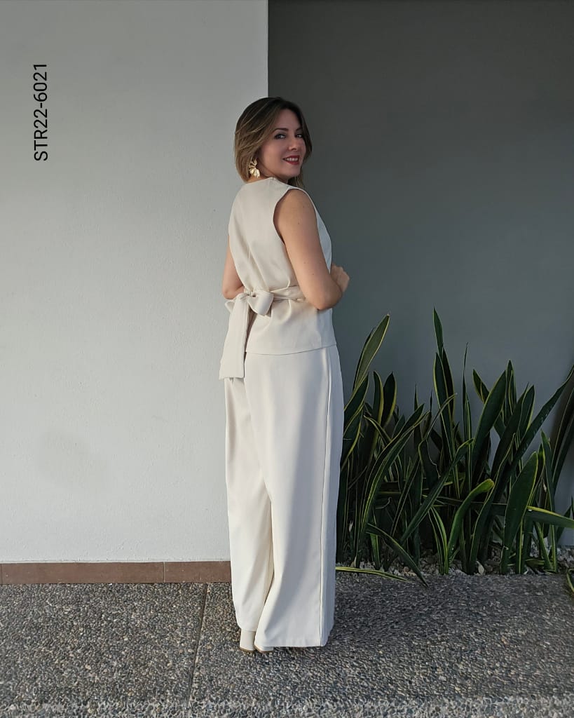 Set de chaleco y pantalón pierna ancha V 6021