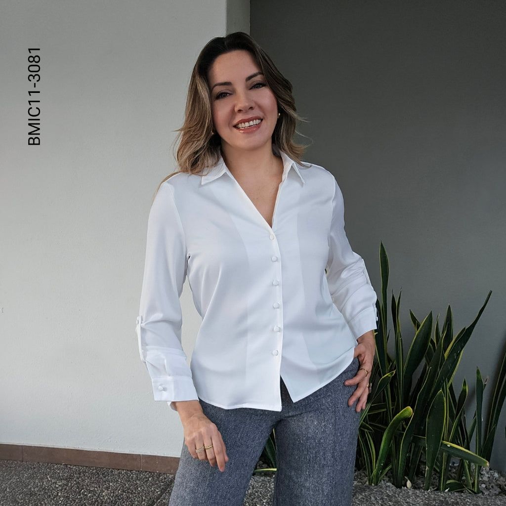 Blusa manga larga satinada K 3081