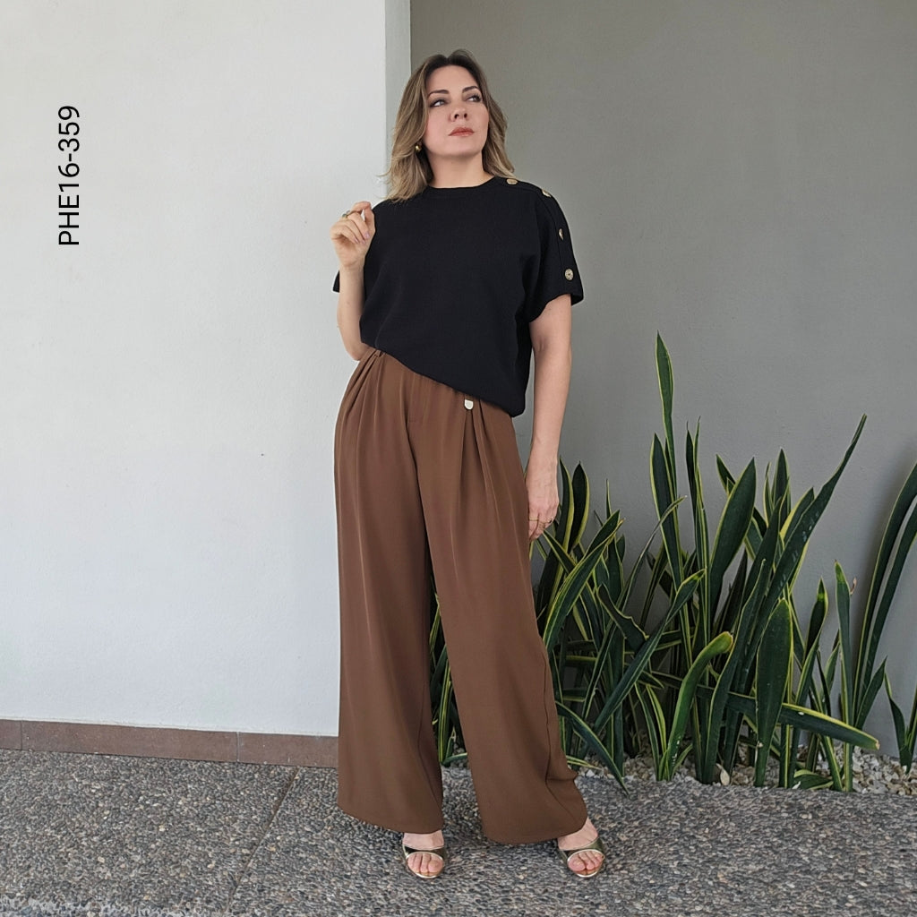 Pantalón de vestir wide leg con cinto P 359